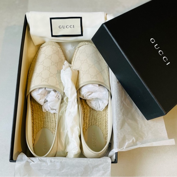 Gucci Bone White GG monogram espadrilles New NIB Authentic - Picture 2 of 10